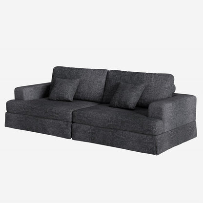 94" Gray Chenille Modular Stainless Steel Sleeper Sofa With Toss Pillows HomeRoots