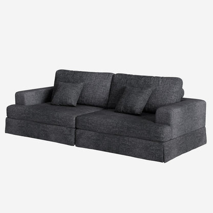 94" Gray Chenille Modular Stainless Steel Sleeper Sofa With Toss Pillows HomeRoots
