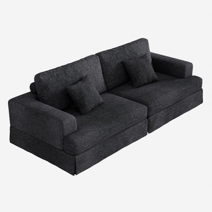 94" Gray Chenille Modular Stainless Steel Sleeper Sofa With Toss Pillows HomeRoots