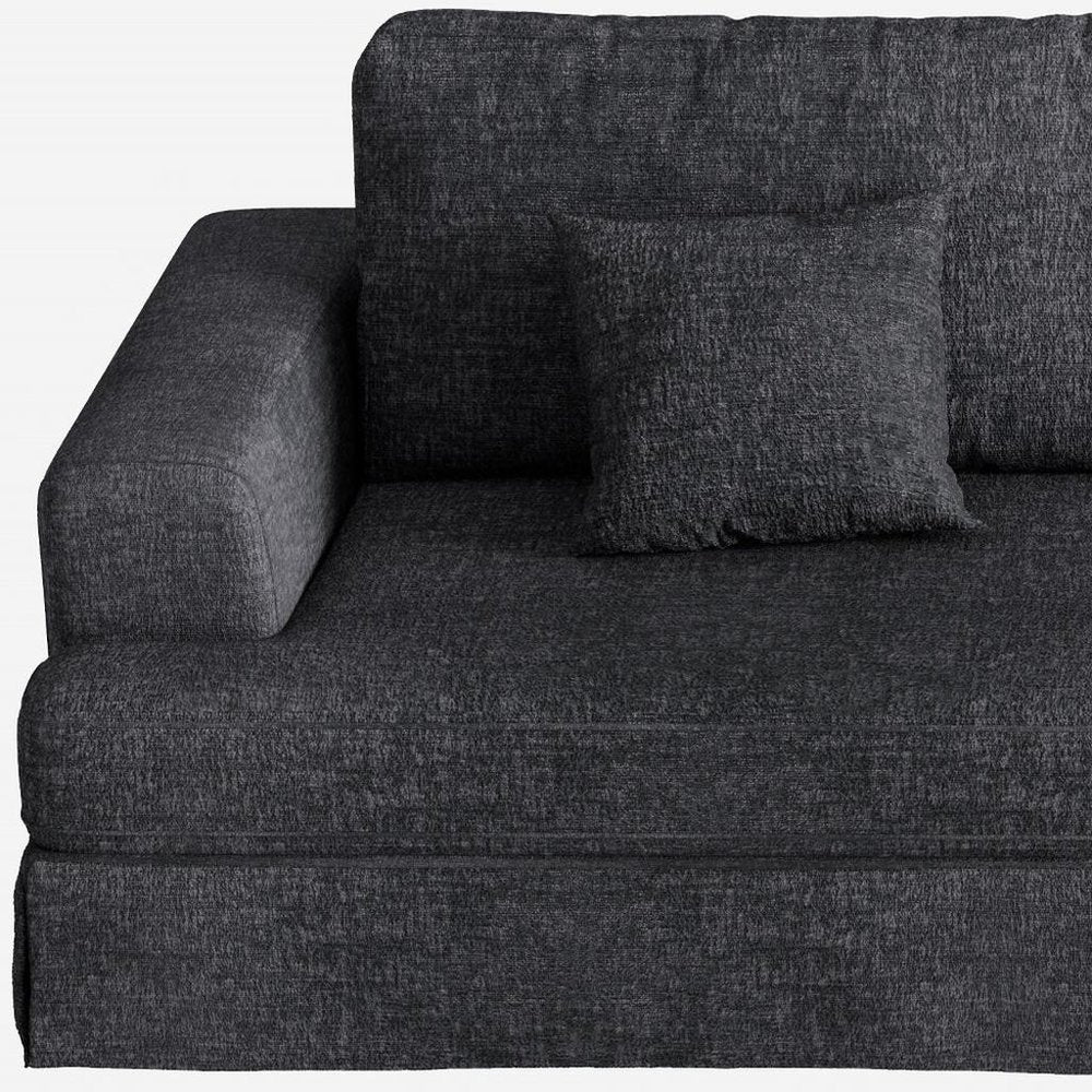 94" Gray Chenille Modular Stainless Steel Sleeper Sofa With Toss Pillows HomeRoots