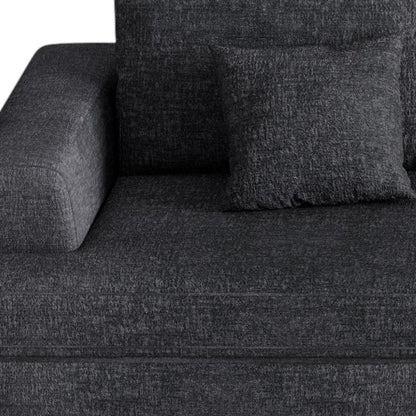 94" Gray Chenille Modular Stainless Steel Sleeper Sofa With Toss Pillows HomeRoots