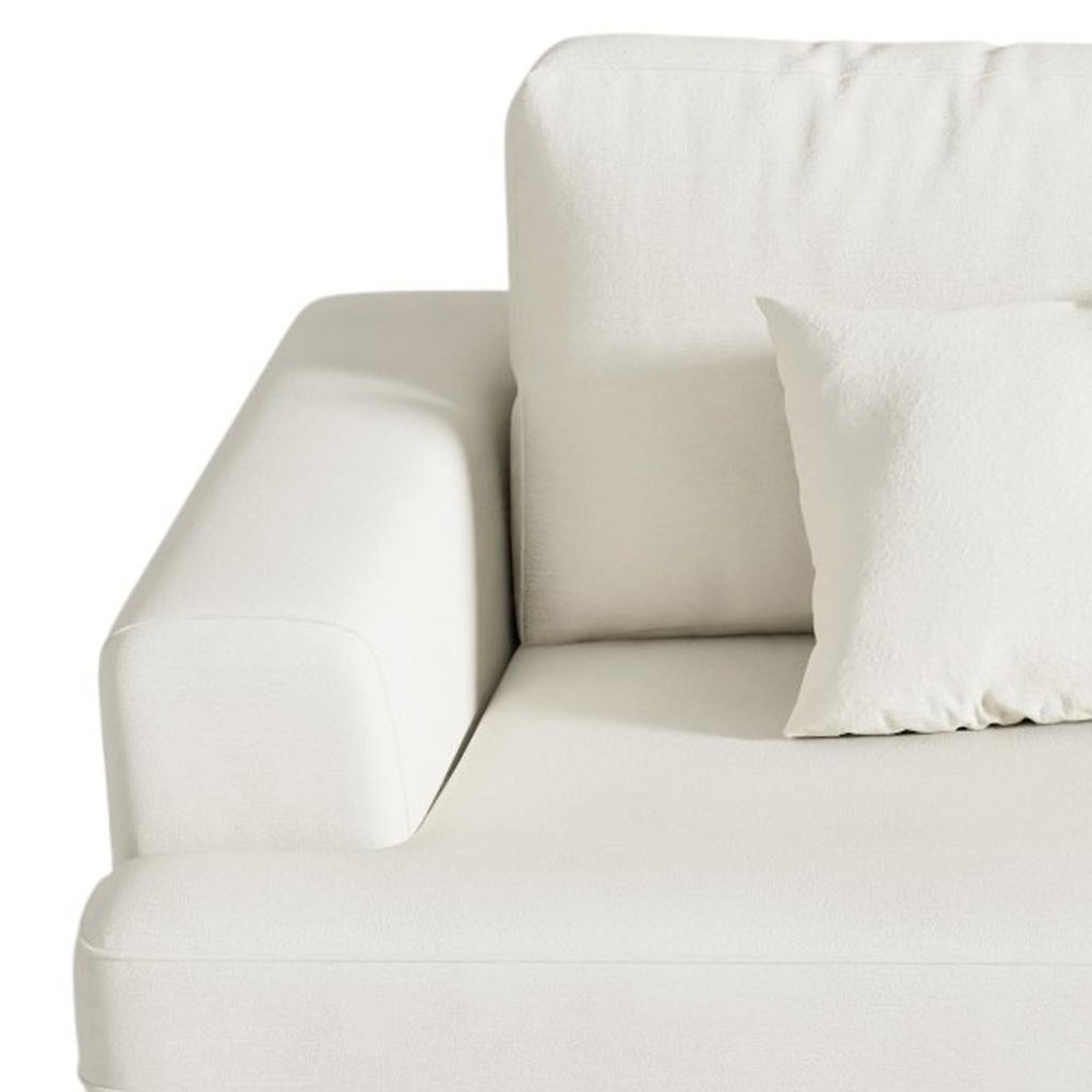 94" White Chenille Modular Stainless Steel Sleeper Sofa With Toss Pillows HomeRoots