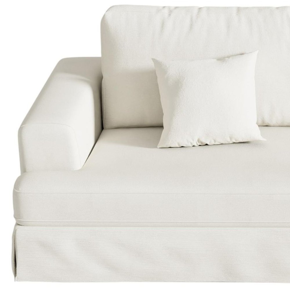 94" White Chenille Modular Stainless Steel Sleeper Sofa With Toss Pillows HomeRoots
