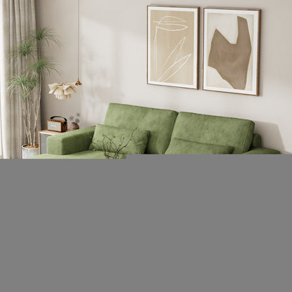 93" Green Corduroy Modular Stainless Steel Sleeper Sofa With Toss Pillows HomeRoots