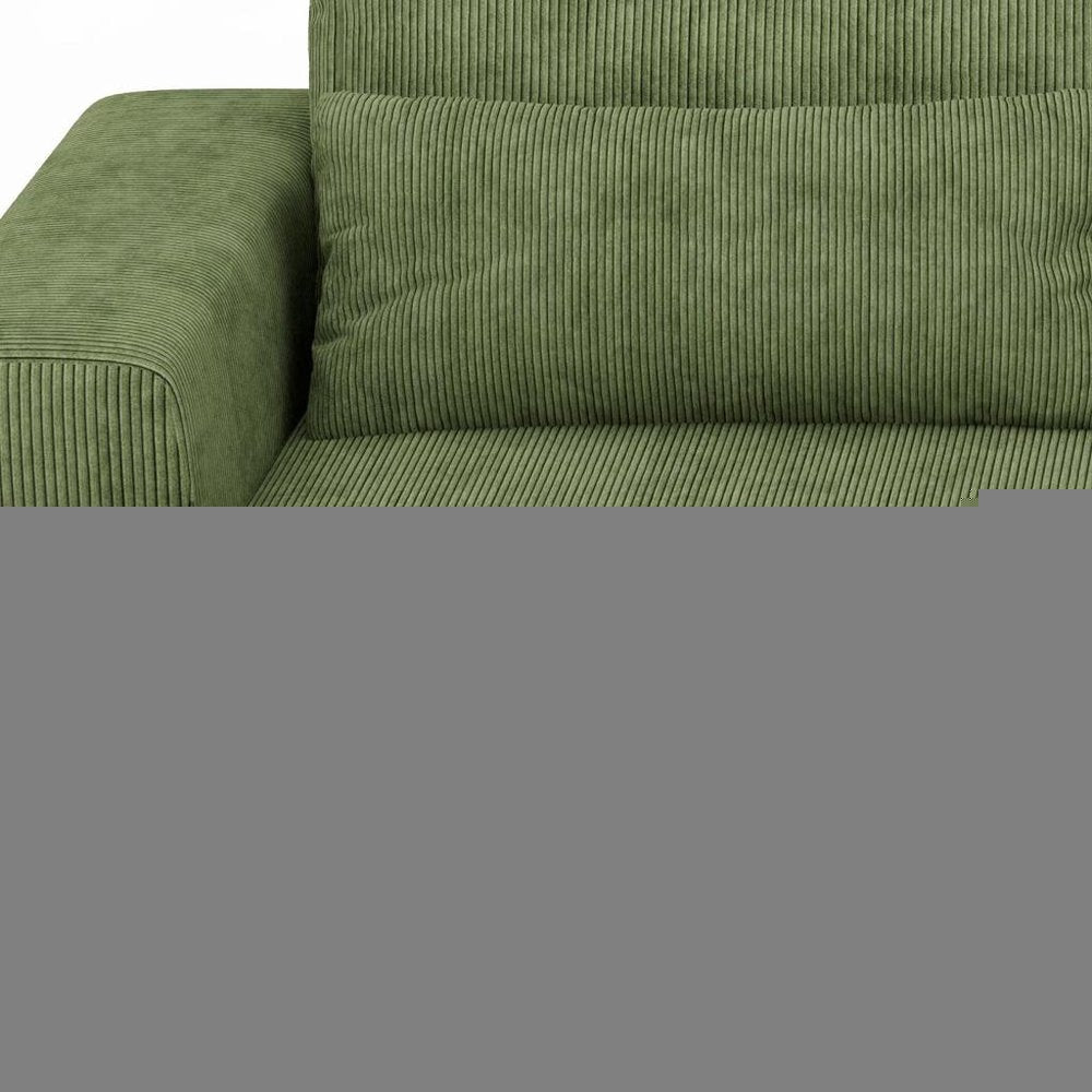 93" Green Corduroy Modular Stainless Steel Sleeper Sofa With Toss Pillows HomeRoots