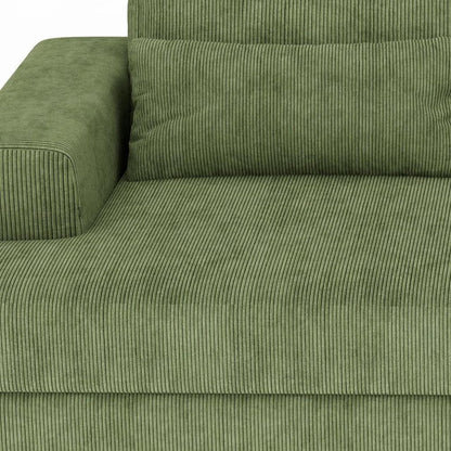 93" Green Corduroy Modular Stainless Steel Sleeper Sofa With Toss Pillows HomeRoots