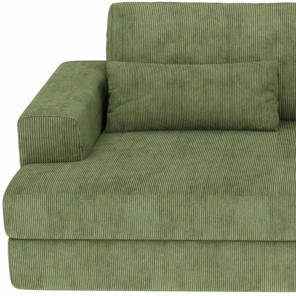 93" Green Corduroy Modular Stainless Steel Sleeper Sofa With Toss Pillows HomeRoots