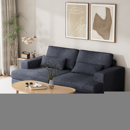 93" Blue Chenille Modular Stainless Steel Sleeper Sofa With Toss Pillows HomeRoots