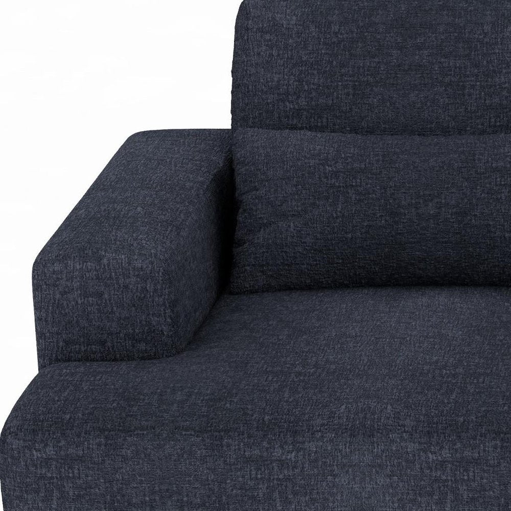 93" Blue Chenille Modular Stainless Steel Sleeper Sofa With Toss Pillows HomeRoots