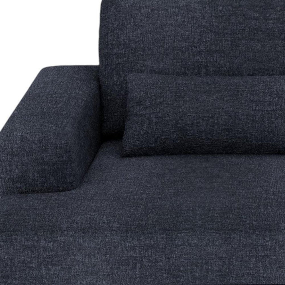 93" Blue Chenille Modular Stainless Steel Sleeper Sofa With Toss Pillows HomeRoots