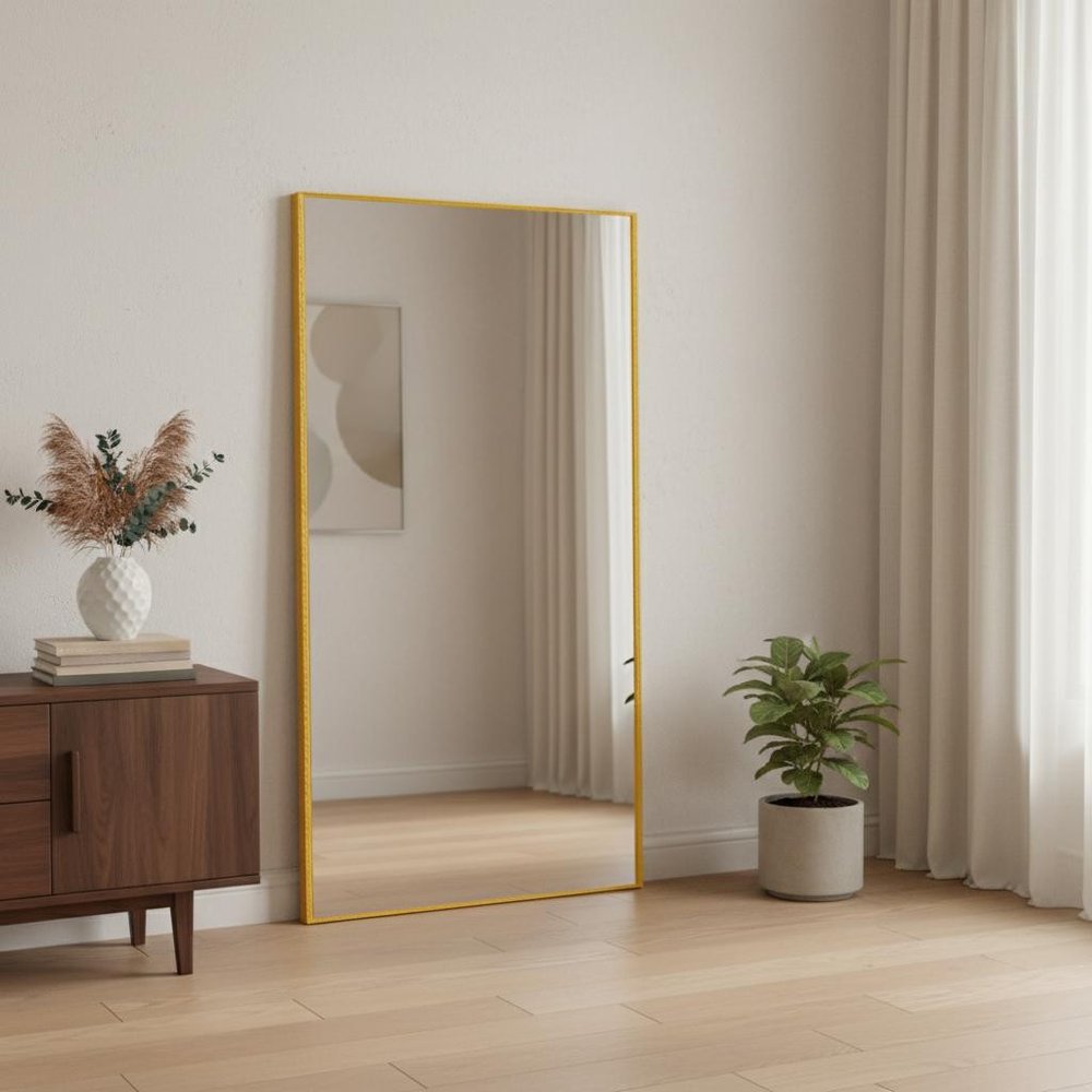 Gold Aluminum Wall Mount Or Leaning Framed Full Length Mirror — view 6