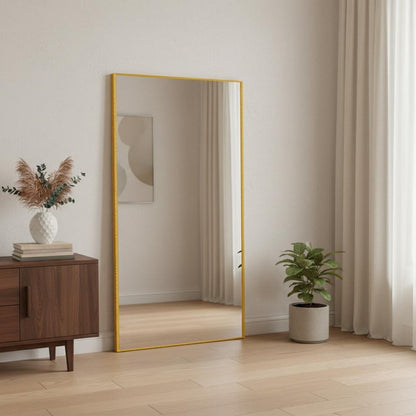 Gold Aluminum Wall Mount Or Leaning Framed Full Length Mirror HomeRoots