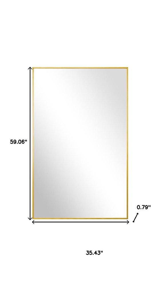 59" Gold Aluminum Leaning Framed Full Length Mirror HomeRoots