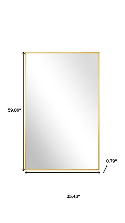 59" Gold Aluminum Leaning Framed Full Length Mirror HomeRoots
