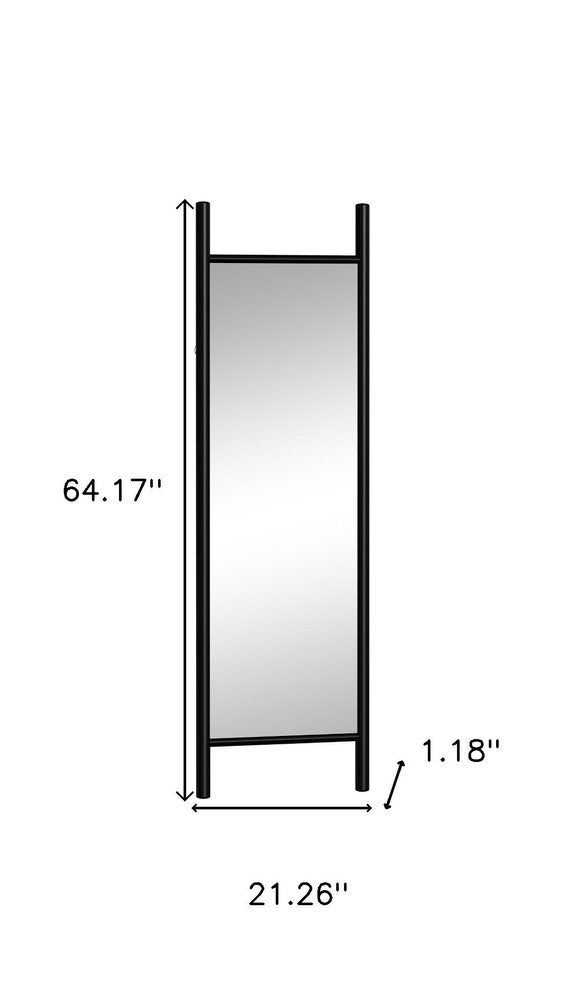 64" Black Wood Leaning Ladder Framed Full Length Mirror HomeRoots