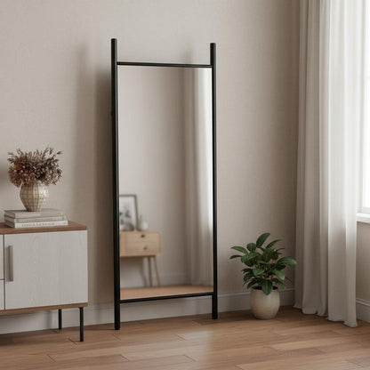 71" Black Wood Leaning Ladder Framed Full Length Mirror HomeRoots