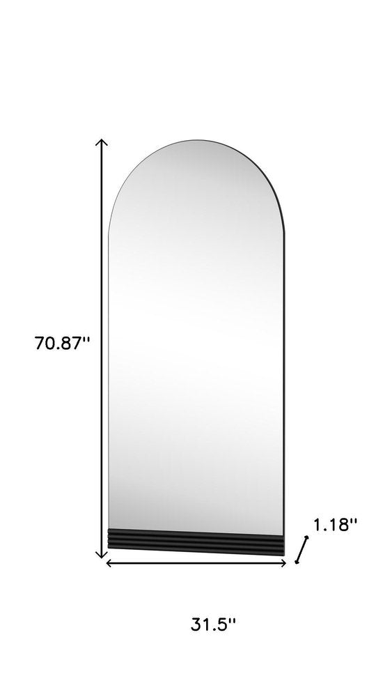 71" Black Wood Arch Wall Mount And Leaning Framed Full Length Mirror — view 5