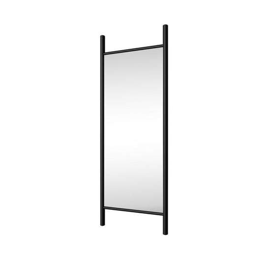 63" Black Wood Leaning Ladder Framed Full Length Mirror