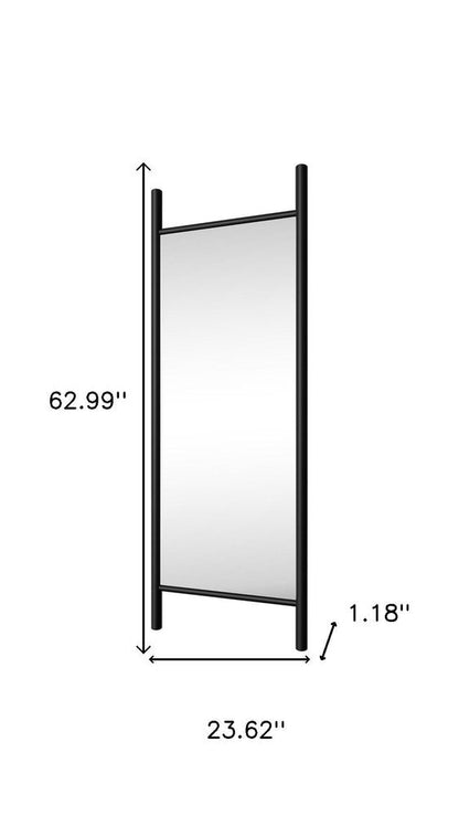63" Black Wood Leaning Ladder Framed Full Length Mirror HomeRoots
