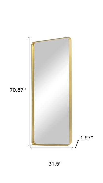 71" Gold Aluminum Leaning Framed Full Length Mirror HomeRoots