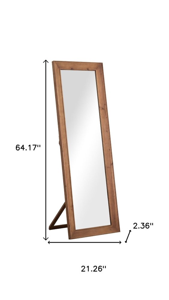 64" Brown Wood Freestanding Or Wall Mounted Framed Full Length Mirror HomeRoots