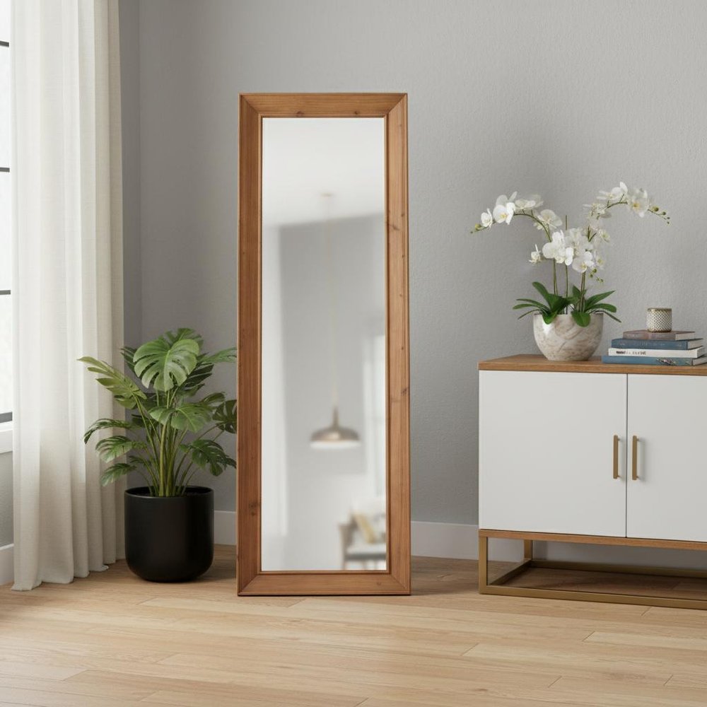 64" Brown Wood Freestanding Or Wall Mounted Framed Full Length Mirror HomeRoots