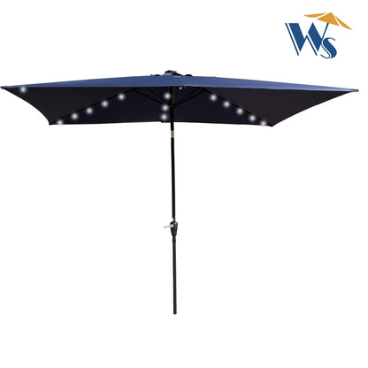 10 x 6.5t Rectangular Patio Solar LED Lighted Outdoor Umbrellas - FurniFindUSA