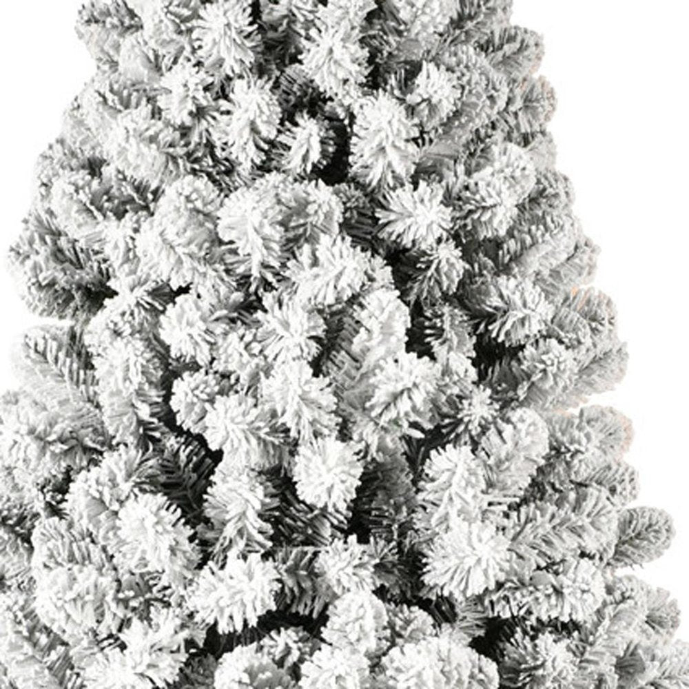 8' Pre Lit Full Flocked Spruce Christmas Tree
