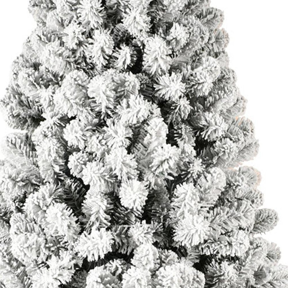 8' Pre Lit Full Flocked Spruce Christmas Tree HomeRoots