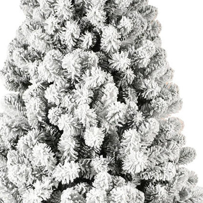 8' Pre Lit Full Flocked Spruce Christmas Tree HomeRoots