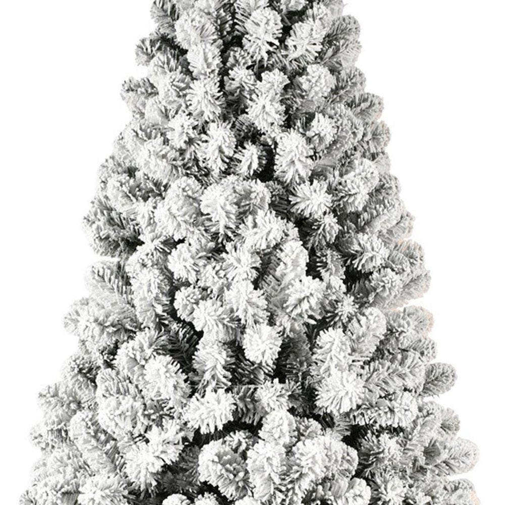8' Pre Lit Full Flocked Spruce Christmas Tree HomeRoots