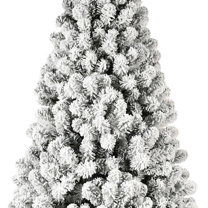 8' Pre Lit Full Flocked Spruce Christmas Tree HomeRoots