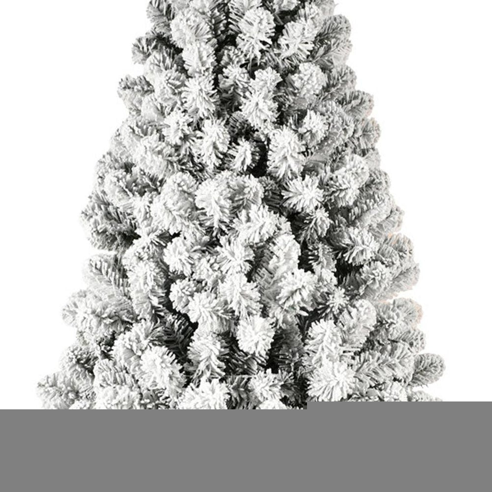 8' Pre Lit Full Flocked Spruce Christmas Tree HomeRoots