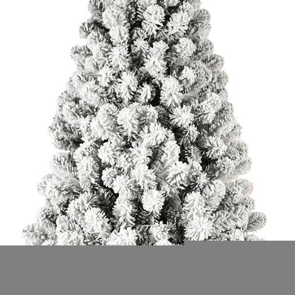 8' Pre Lit Full Flocked Spruce Christmas Tree HomeRoots