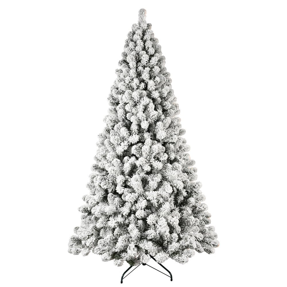 8' Pre Lit Full Flocked Spruce Christmas Tree HomeRoots