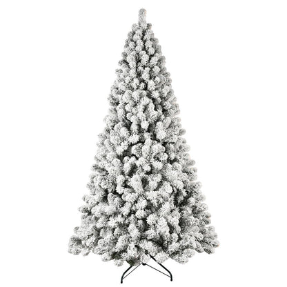 8' Pre Lit Full Flocked Spruce Christmas Tree HomeRoots
