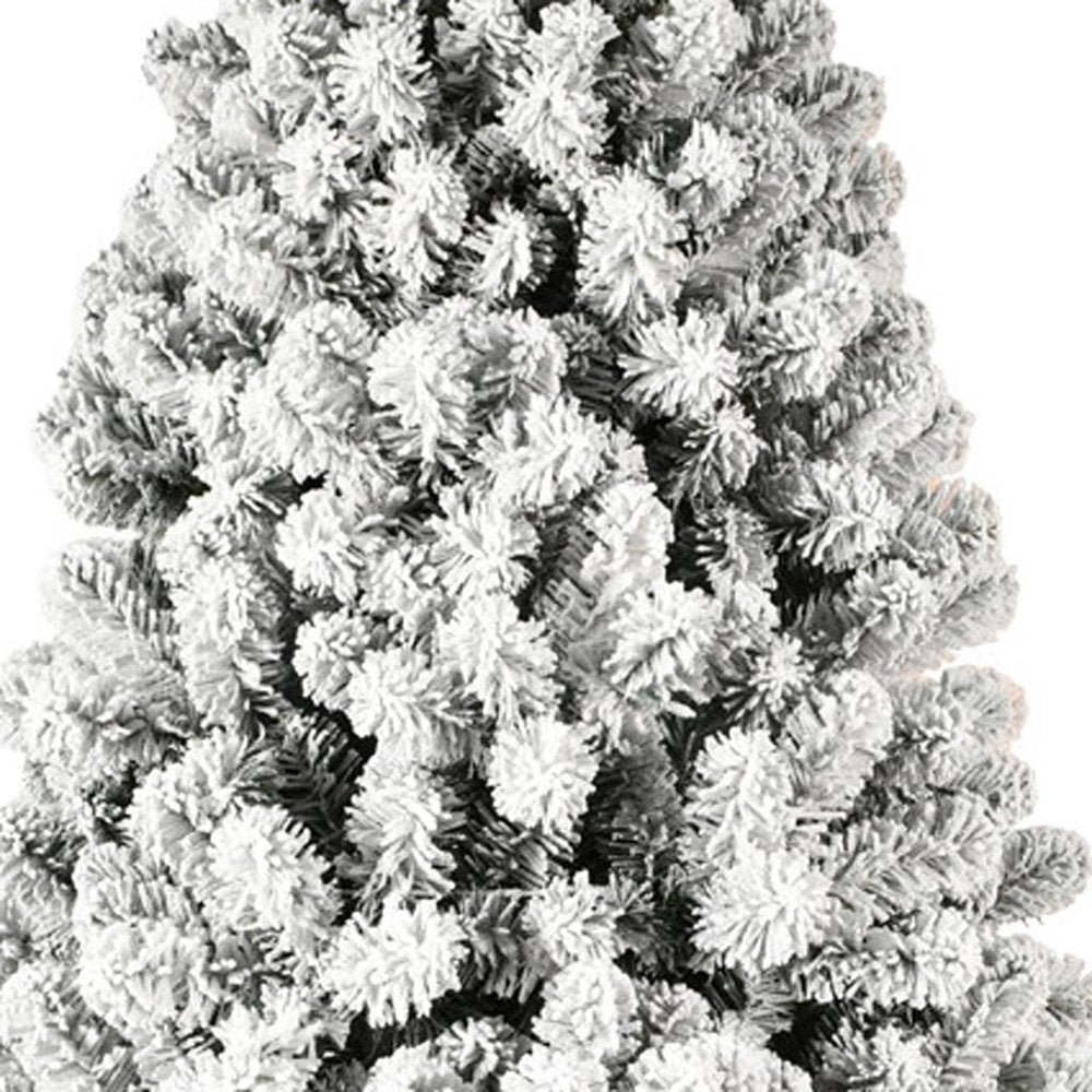 8' Pre Lit Full Flocked Spruce Christmas Tree HomeRoots