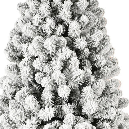 8' Pre Lit Full Flocked Spruce Christmas Tree HomeRoots
