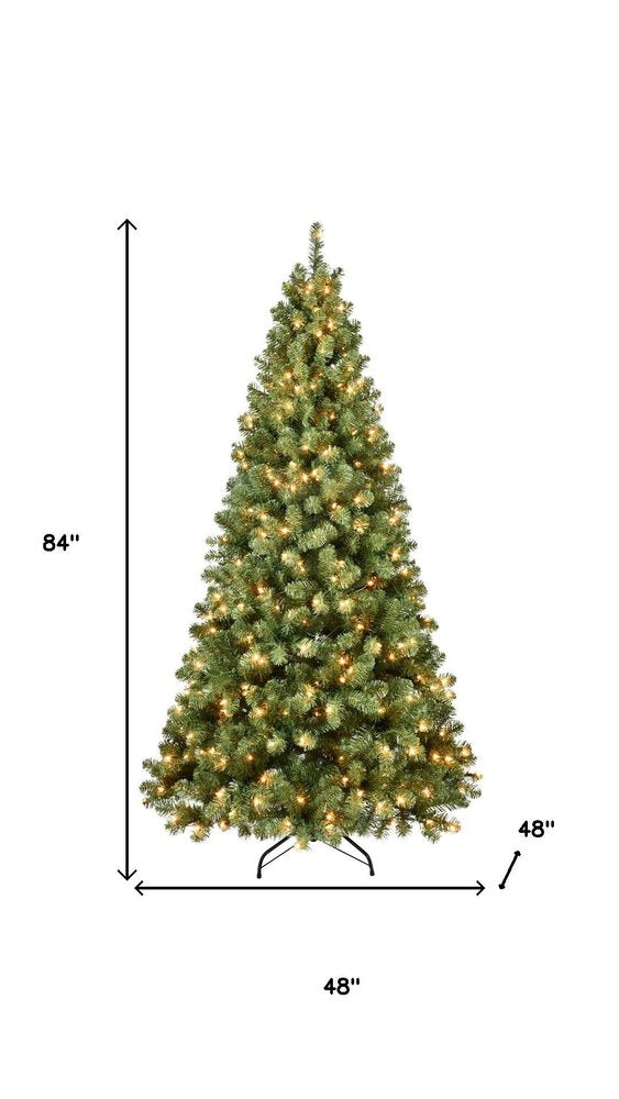 7' Pre Lit Full Spruce Christmas Tree HomeRoots