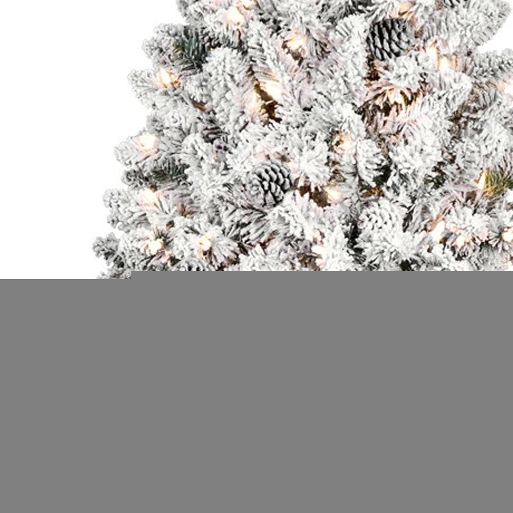 4.5' Pre Lit Full Flocked Spruce Christmas Tree HomeRoots