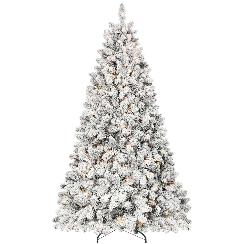 5' Pre Lit Full Flocked Spruce Christmas Tree HomeRoots