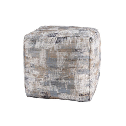18" Blue Cotton Abstract Pouf Ottoman HomeRoots