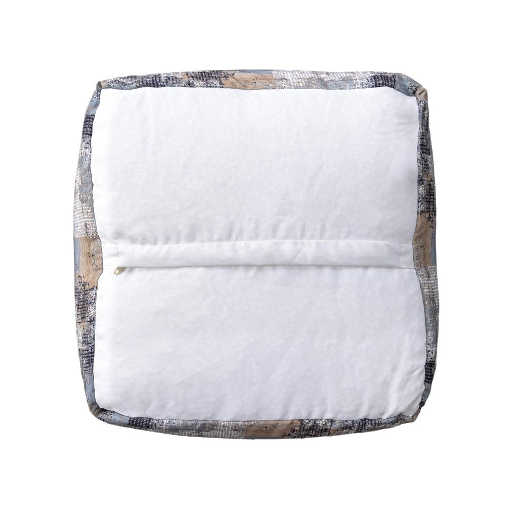 18" Blue Cotton Abstract Pouf Ottoman HomeRoots