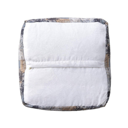 18" Blue Cotton Abstract Pouf Ottoman HomeRoots