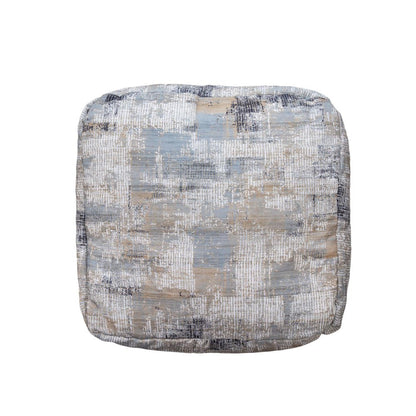 18" Blue Cotton Abstract Pouf Ottoman HomeRoots