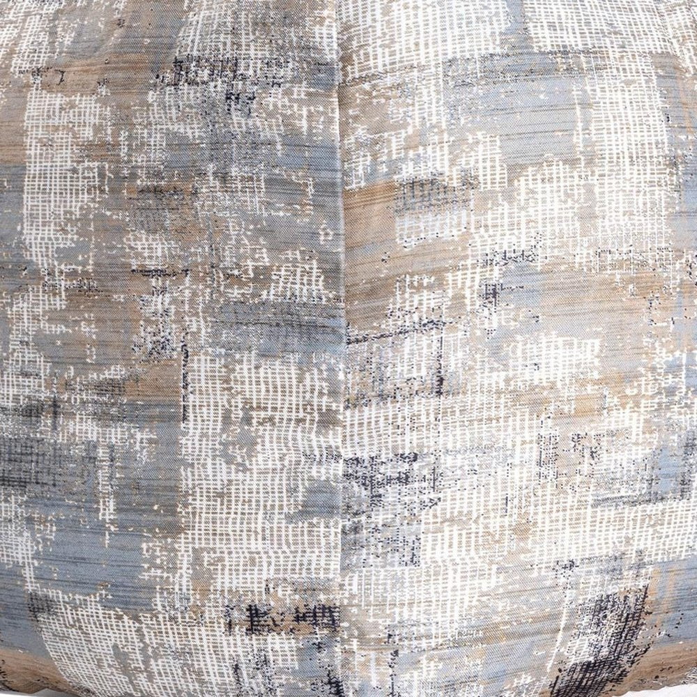 18" Blue Cotton Abstract Pouf Ottoman HomeRoots