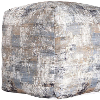 18" Blue Cotton Abstract Pouf Ottoman HomeRoots