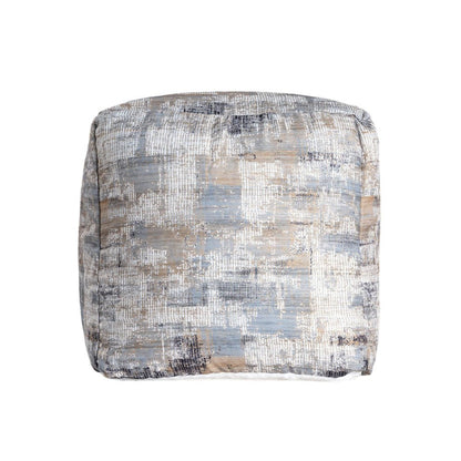 18" Blue Cotton Abstract Pouf Ottoman HomeRoots