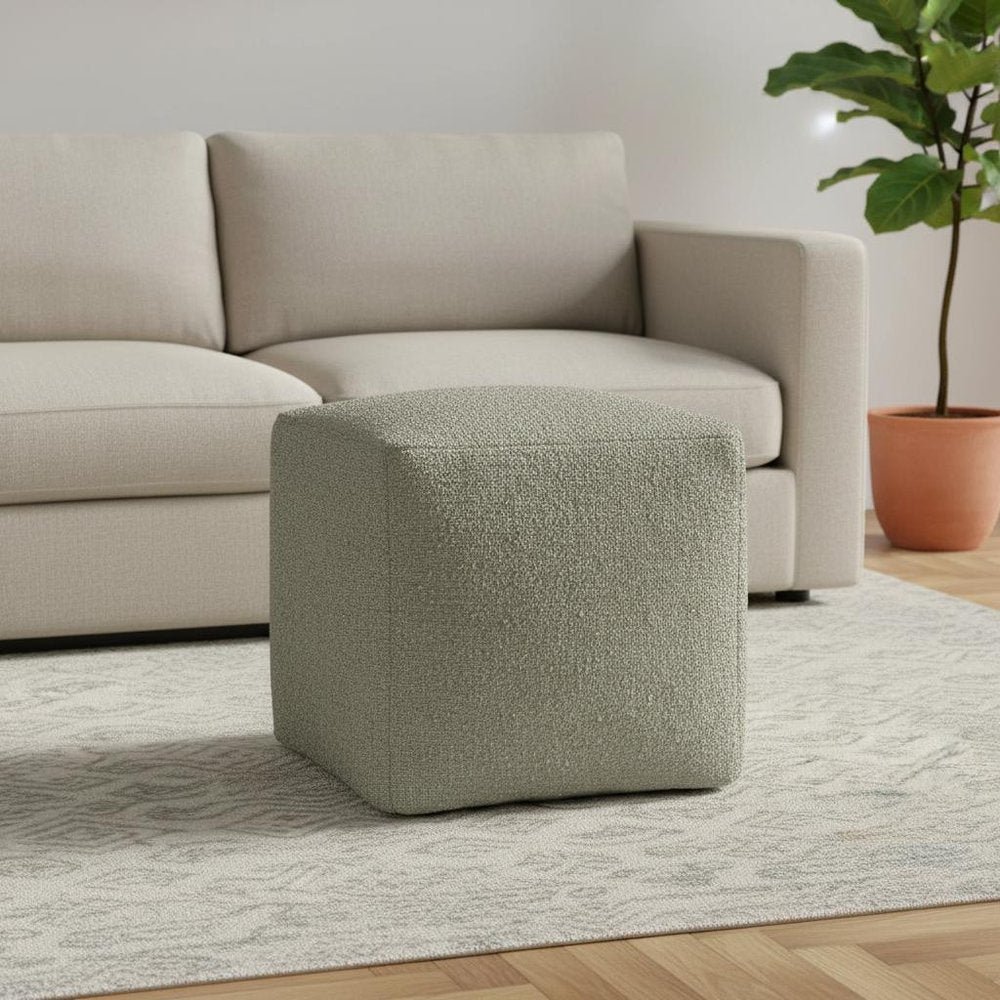 18" Sage Boucle Pouf Ottoman HomeRoots
