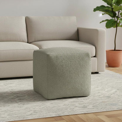 18" Sage Boucle Pouf Ottoman HomeRoots